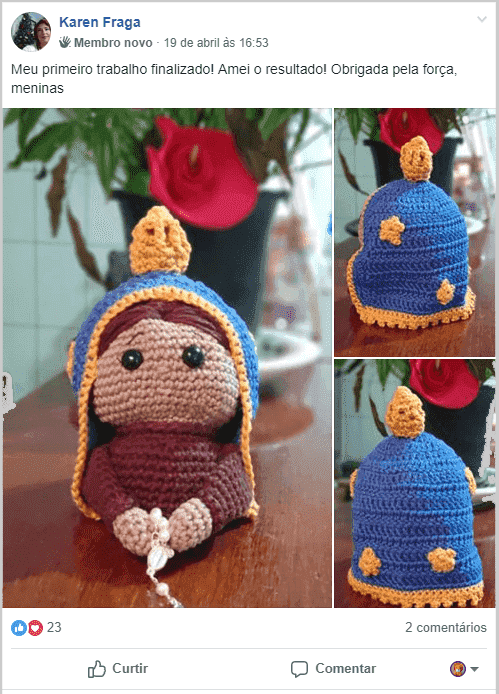 Amigurumi de Nossa Senhora de Aparecida.
